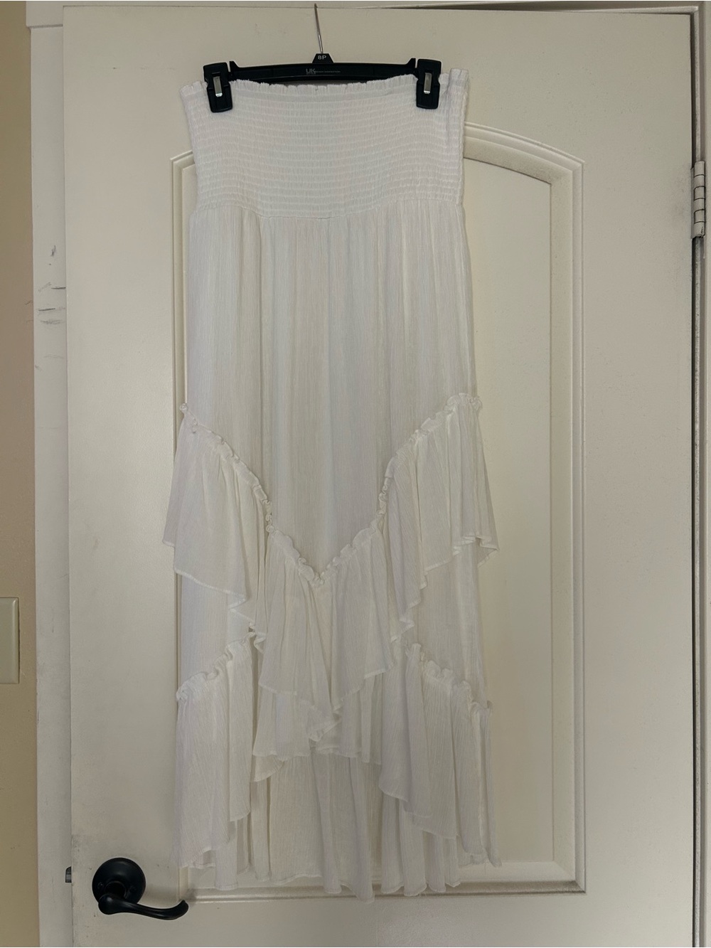 White Tiered Ruffle Maxi Skirt